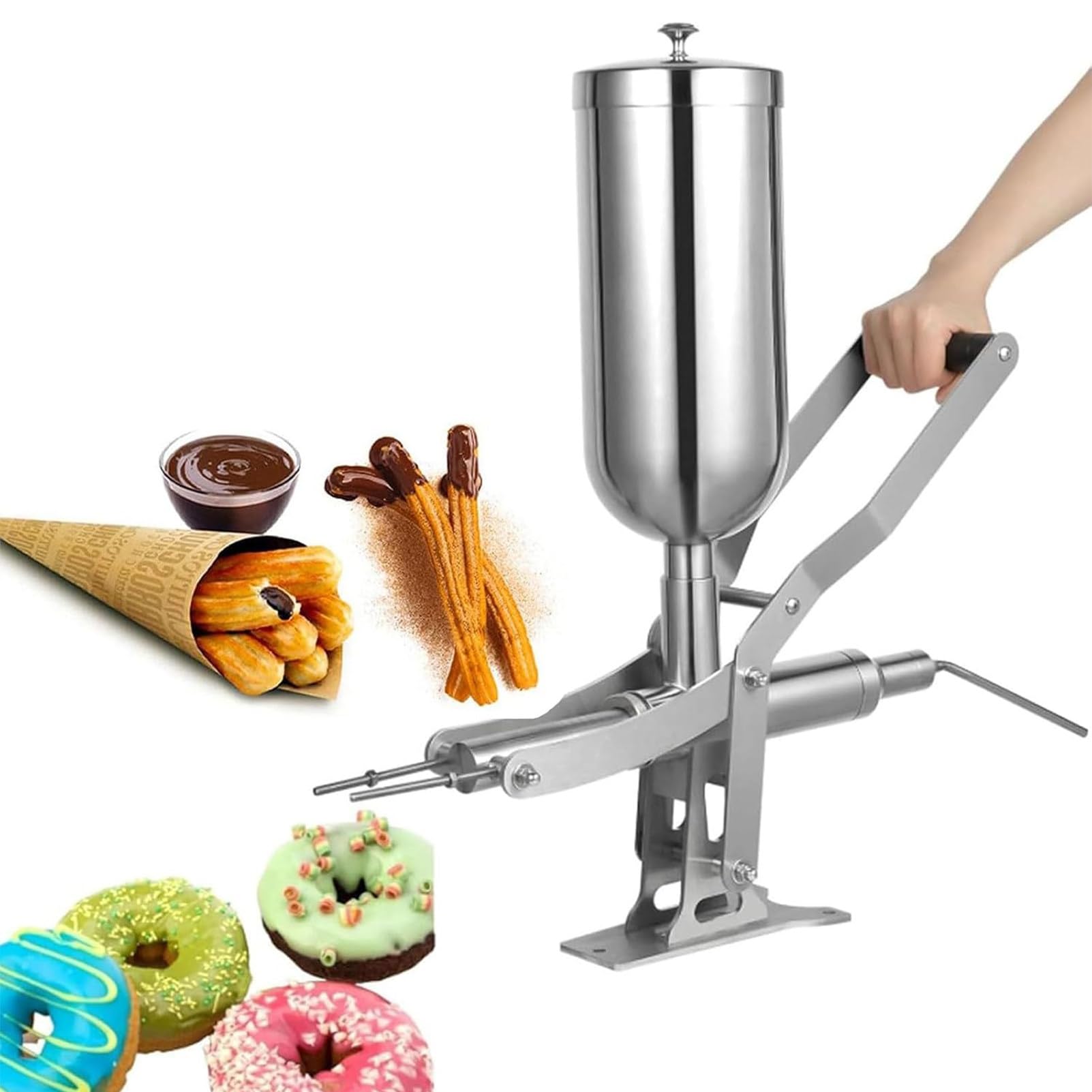 Machine à Garnir Les Churros Aux Fruits Latins avec De La Confiture, Machine à Injecter La GeléE pour Beignets Manuelle, Machine à Remplir Les Beignets 5 L