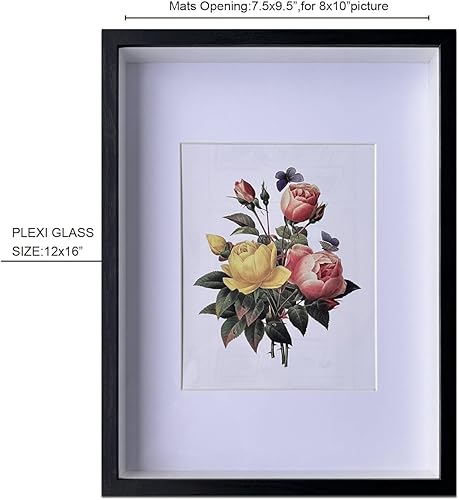 Miniatura 2 de Marcos de madera de 16 x 16 pulgadas, marco negro profundo con una profundidad de pantalla de 2 pulgadas, marco Shadowbox.