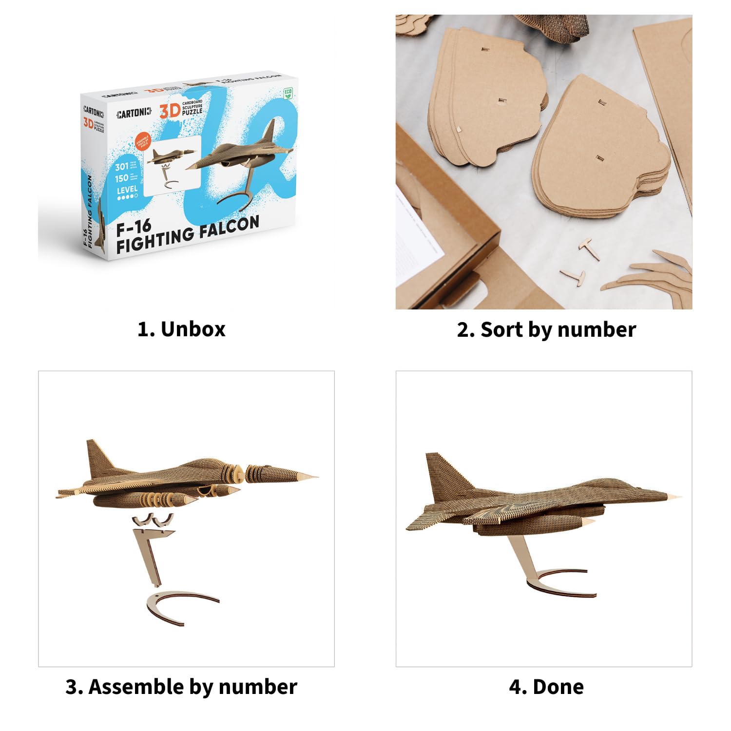 Avion de Chasse F-16 Puzzle 3D en Carton – Maquette à Monter
