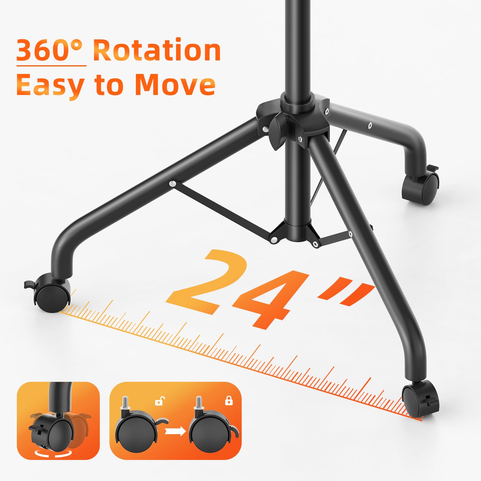 Trépied pour vidéoprojecteur réglable en hauteur de 73 à 120 cm, support de projecteur mobile en métal avec roues verrouillables – Pour home cinéma, entreprise et extérieur