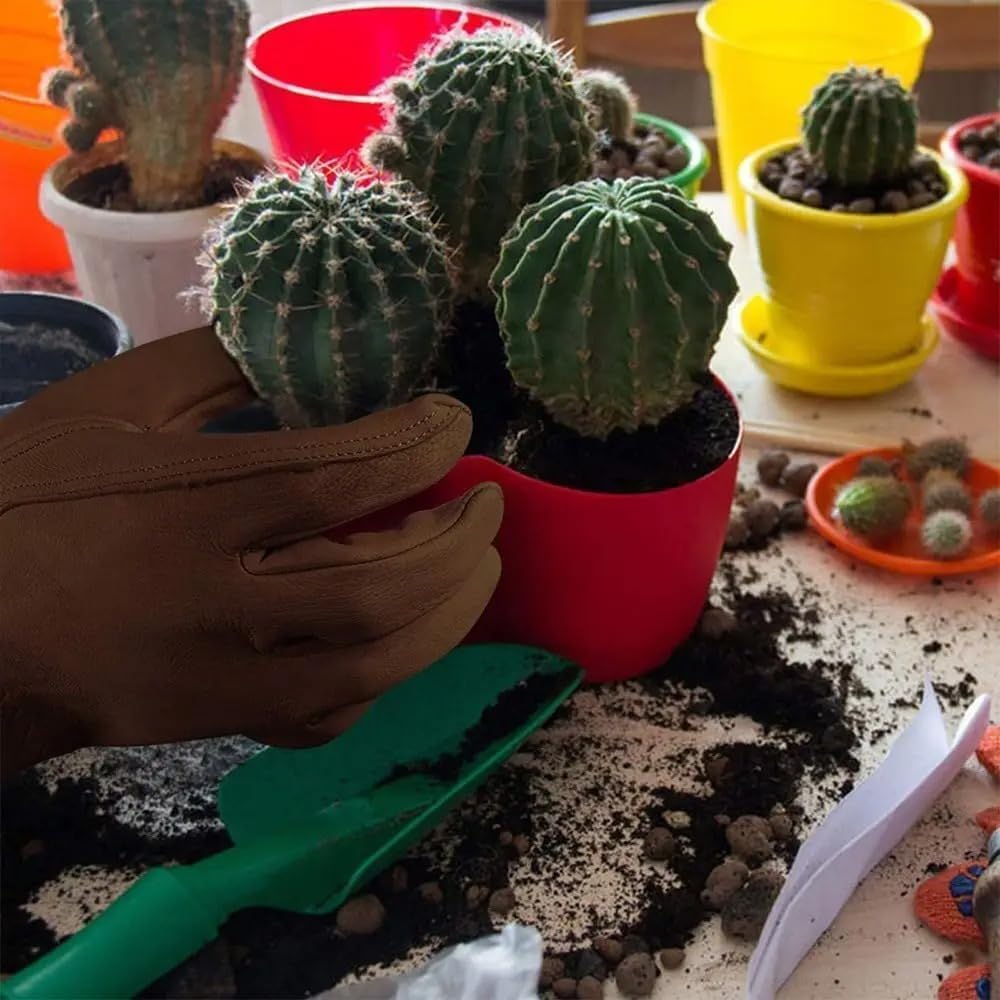 Long Tube Gardening Gloves, Leather Breathable Gauntlet Pruning Gloves For Industrial Garden Work Protection