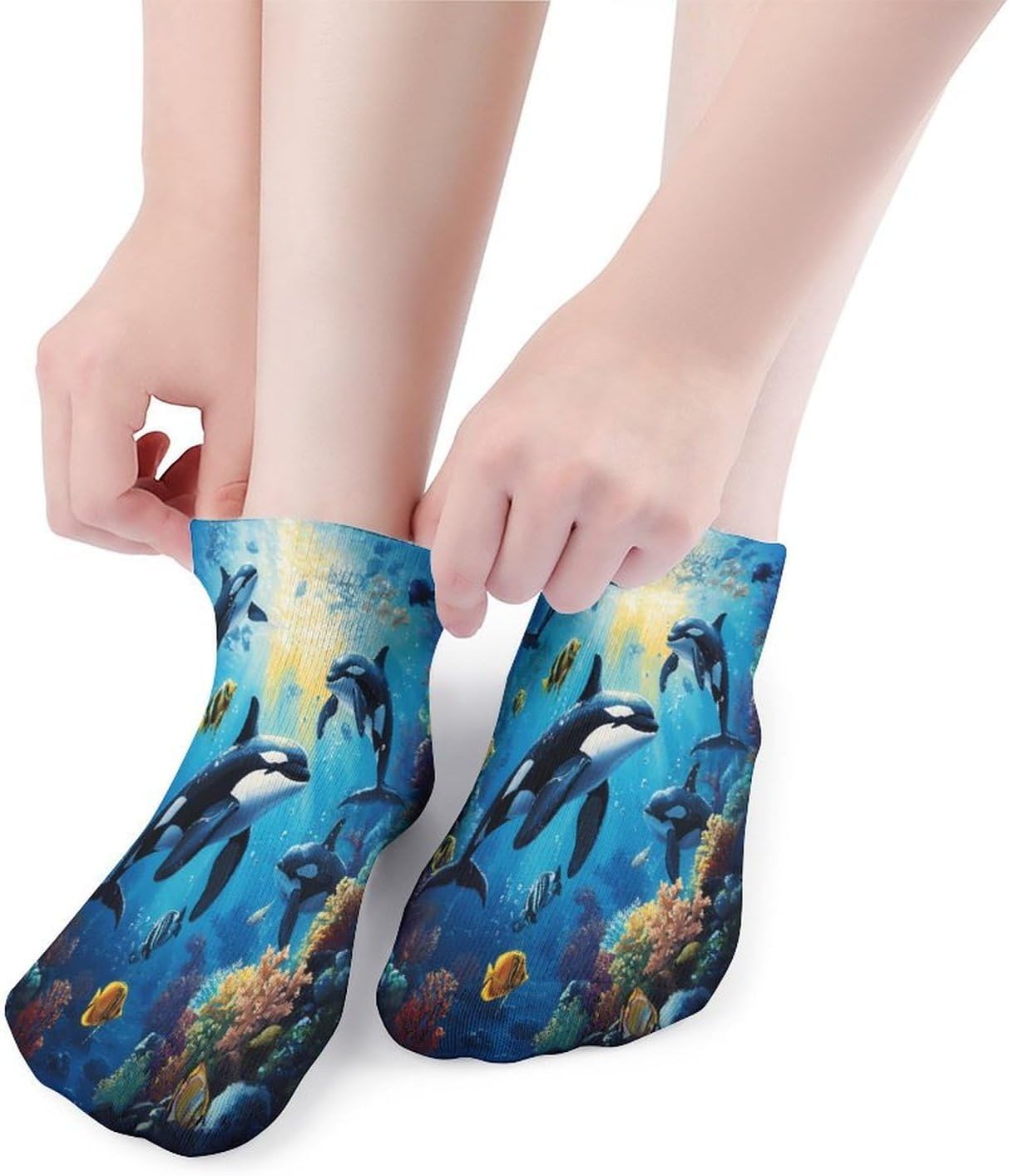 Killer-Whales 5 Pairs Low Cut Ankle Socks Casual Liner Sock No Show Invisible Socks for Men Women
