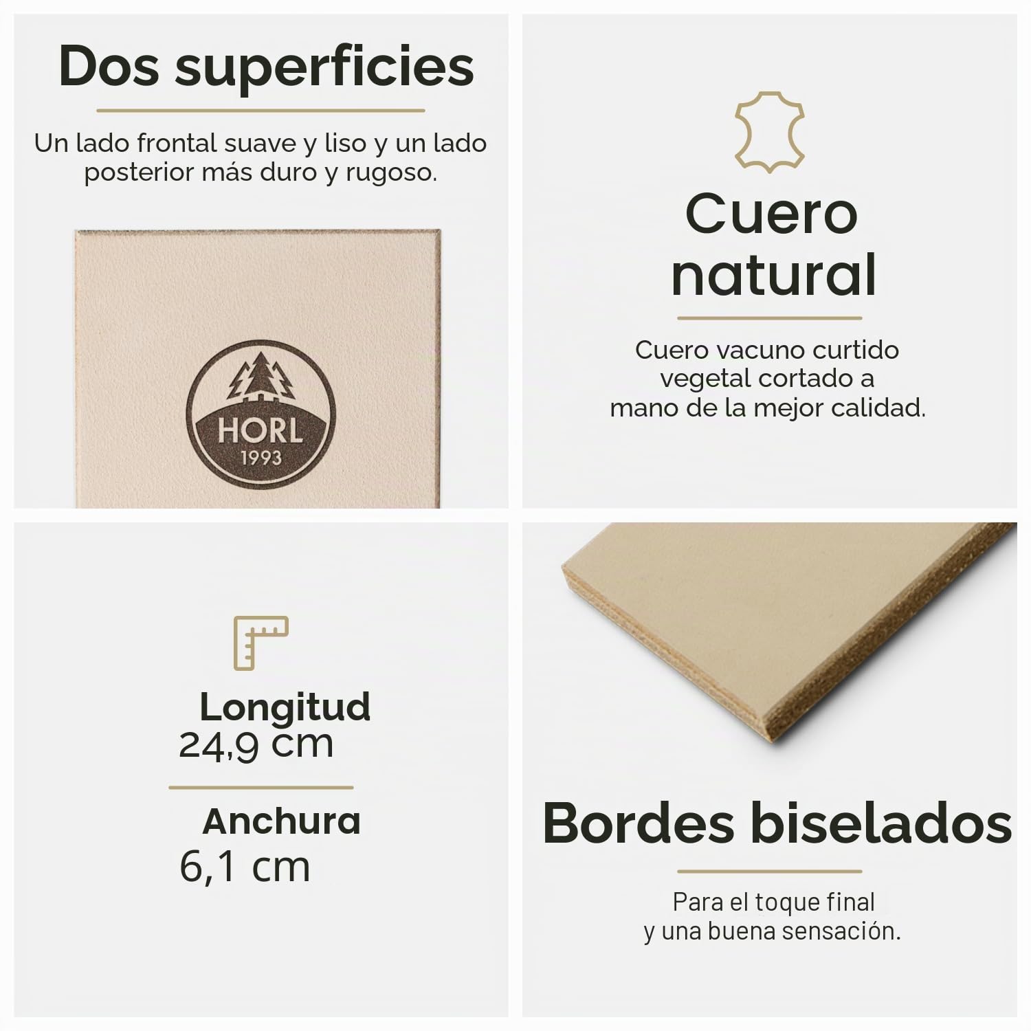HORL Puntero de cuero para afilar cuchillos, acabado profesional, hecho a mano en Alemania, ideal para chefs y entusiastas de los cuchillos