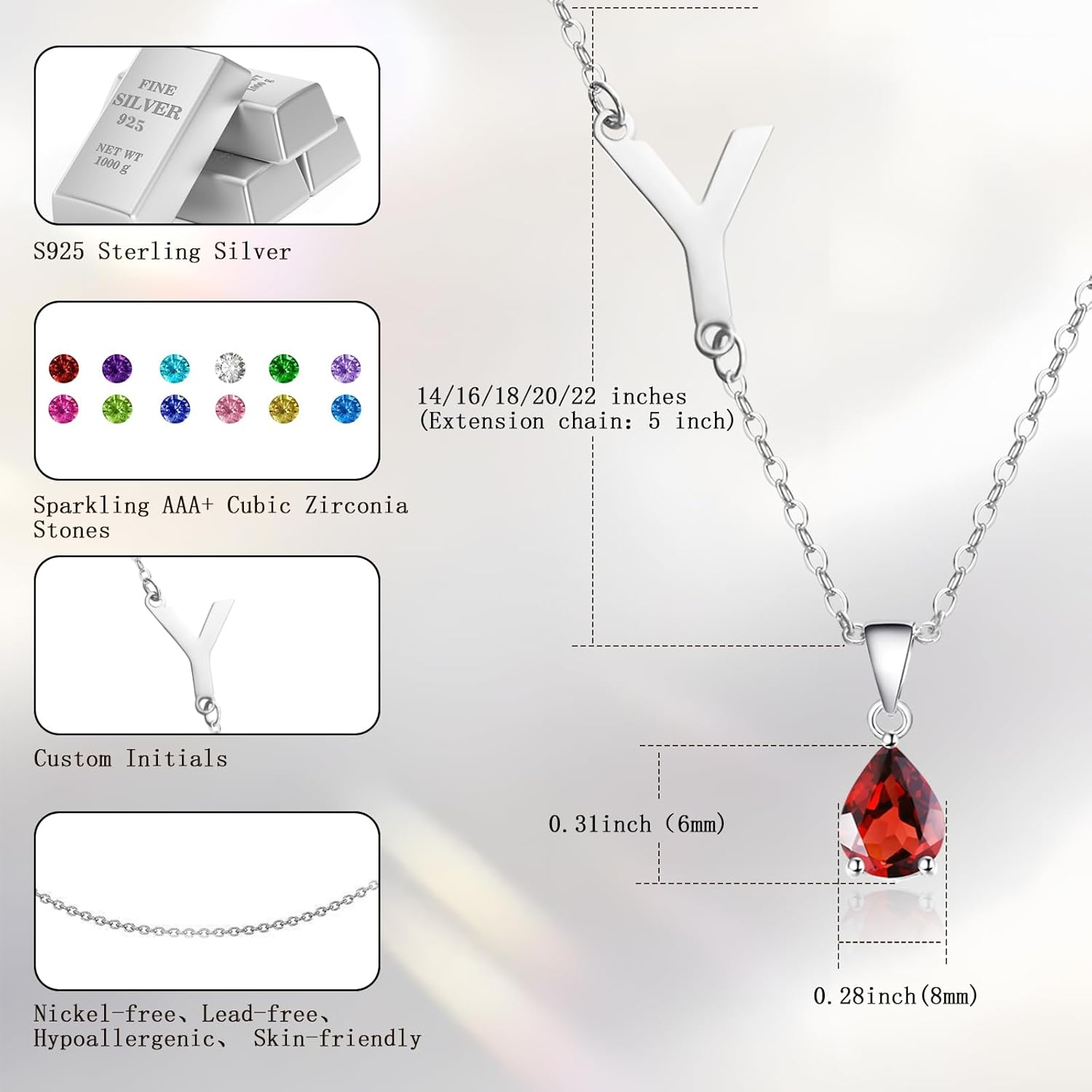 Personalized Birth Flower Name Necklace for Women Birthstone Necklace Jewelry Gift for Women Mom Birthday Mother's Day