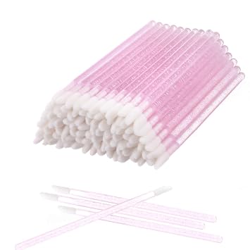 Elisel 100 Pcs Disposable Crystal Lip Brushes Make Up Lip Brushes Lipstick Lip Gloss Wands Eyeshadow Brushes Applicator Tool Makeup Beauty Tool Kits Pink