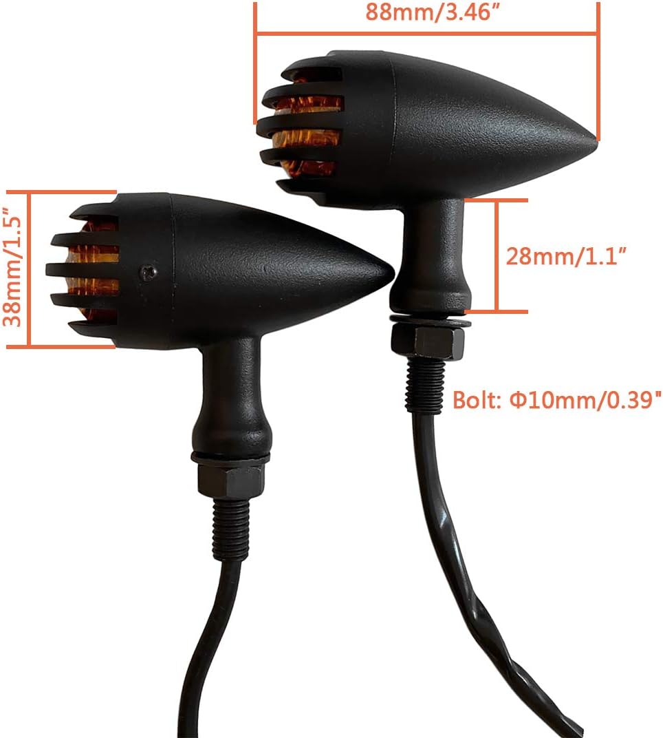 FATECIM 2pcs Motorcycle LED Turn Signals Indicator Finned Grill Amber Light Bullet Motorbike Blinkers Universal for Harley Davidson Honda Yamaha Suzuki Kawasaki Harley Ducati BMW Triumph Hyosung