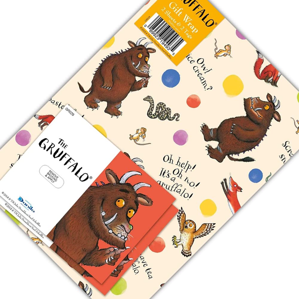 The Gruffalo Wrapping Paper 8 Sheets 8 Tags Sheet Size 70cmx50cm Official Product Responsibly Resourced, Multi, 1 sheet (Pack of 8) - Image 3