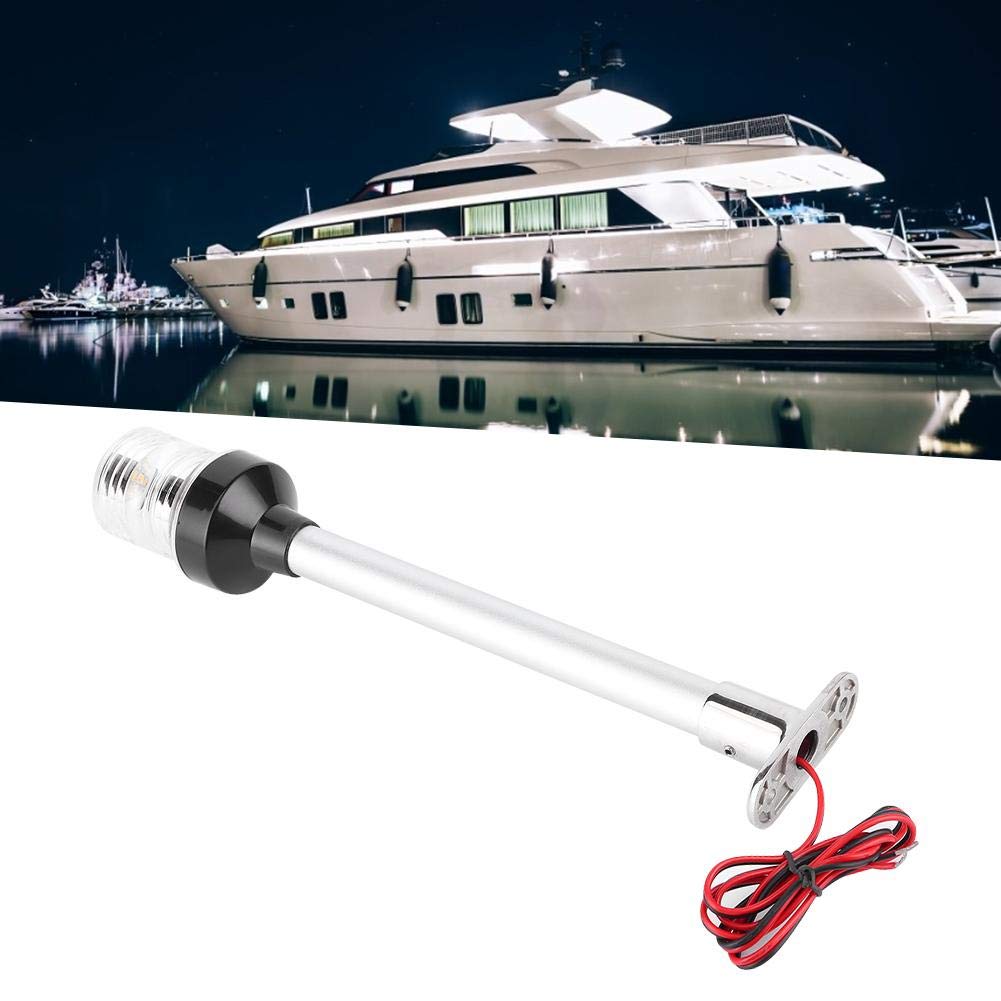 Luce di Segnalazione a Vela, DC12V-24V/5W Luce di Poppa per Barca Regolabile Bianca Luce di Ancoraggio a Tutto Tondo Lampada di Poppa di Ancoraggio IP66 Bianca