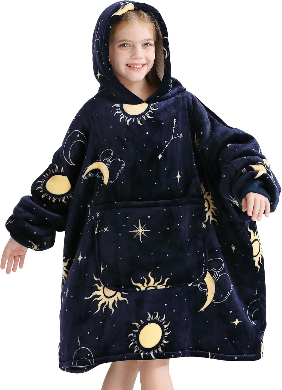 Aemilas Wearable Blanket Hoodie for Kids 6-12 Comfort Oversized Hoodies Blanket Sweatshirt Birthday Gifts, One Size Fits All