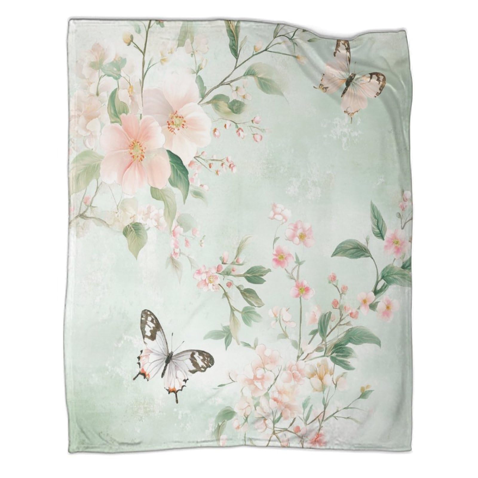 Couverture en flanelle douce et chaude motif floral romantique