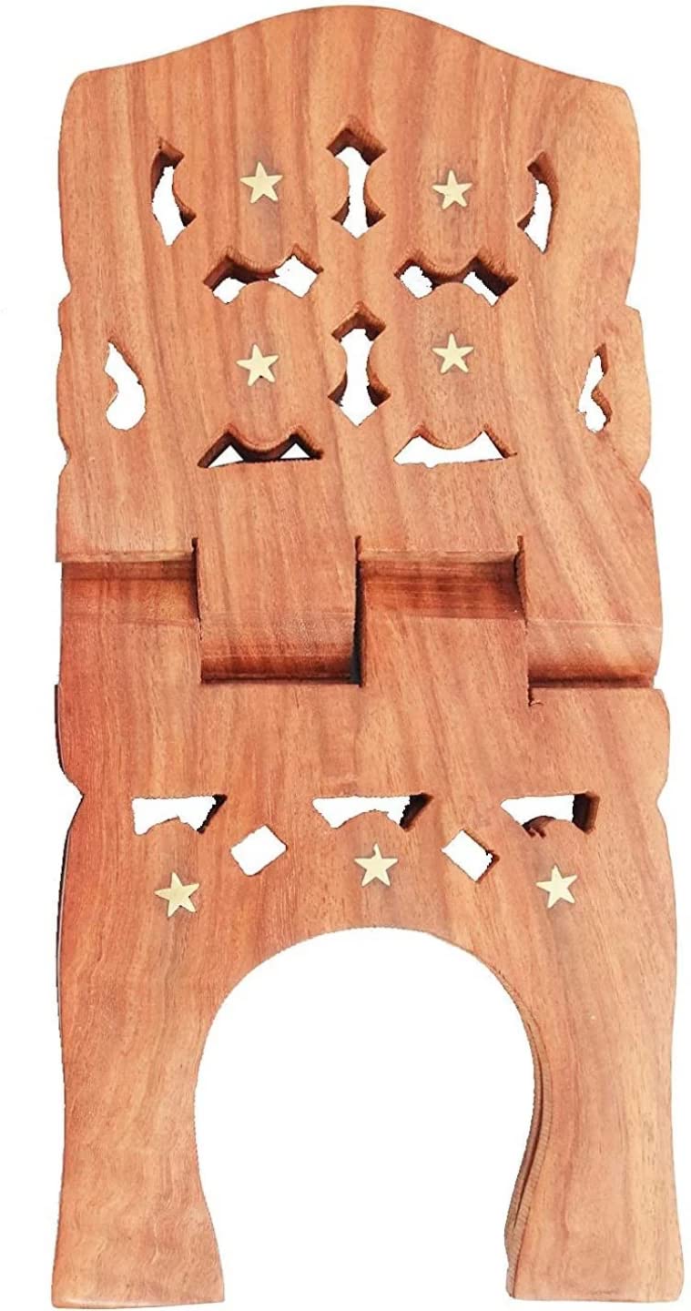 Shri Shri Handicraft Wooden Quran Stand Bible Wooden Book rehal for ramayan Holder Reader Reading Home Pooja Room | 18 INCH-picture-24