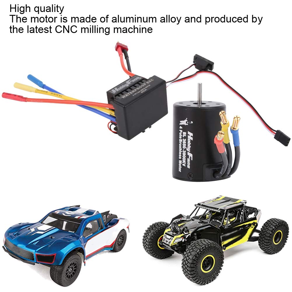 Keenso 3650 3900 KV Samochodowy bezszczotkowy silnik bezczujnikowy, wodoodporny zestaw ESC 60 A do ciężarówki 1/10 RC