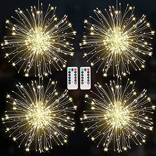 Middia 4 Pcs Firework Lights Outdoor Holiday Tree Lights Christmas Decorations, Wedding Hanging Star Lights, Fairy Lights Sparklers Starburst Light, Diwali Firecracker String Light For Party Garden #TOP2