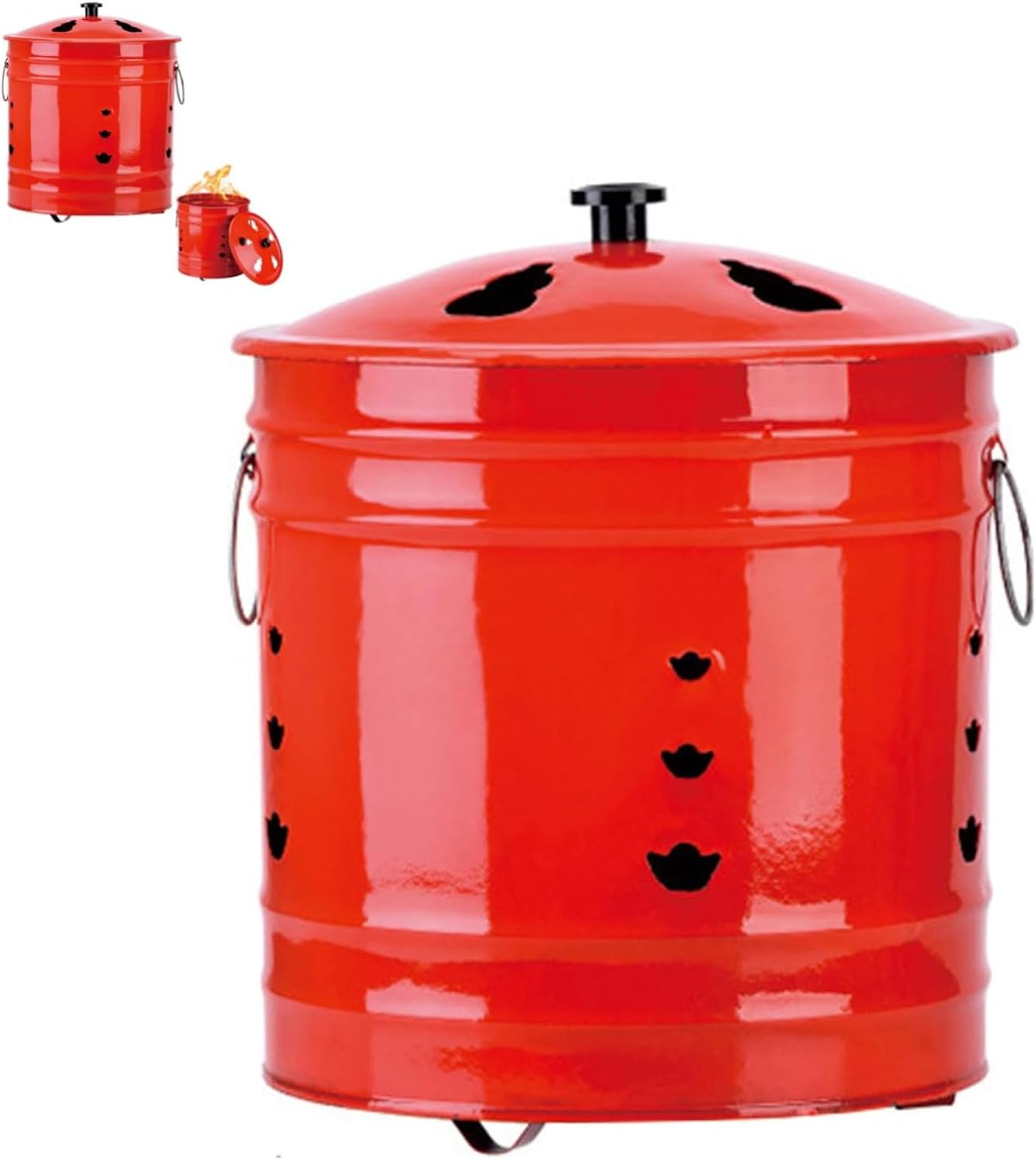 Durable Burn Barrel for Outdoor Use 9.5x9.5in, Heat-Resistant Incinerator Cage with Lid and Handle for Burning Paper, Trash, Leaves, and Wood — Portable Hollow-Out Design for Efficient Airflow