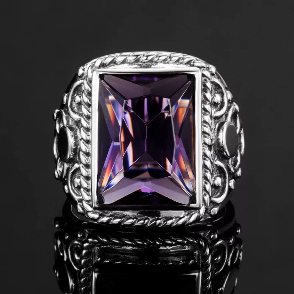 Herren Amethyst Silberring Massiver 925er Sterling Silber Herrenringe Schmuck