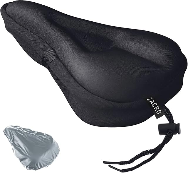 Zacro Bike Seat Cushion Cover - Gel Padded Bike Seat Cover for Men Women Comfort, Extra Soft Exercise Bicycle Seat Cushion Cover, Outdoor & Indoor
