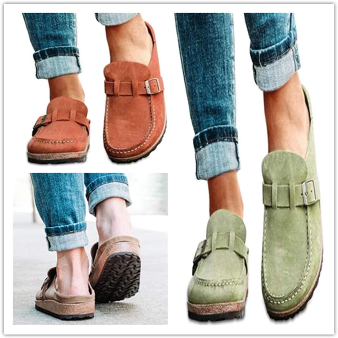 RXZCHH Sandali da Donna Zoccoli Estivi Pantofole Piatte Pantofole da Passeggio con Punta Chiusa Scarpe da Barca da Donna Scarpe Casual con Zeppa per Arco Piatto per Escursionismo all'Aria Aperta