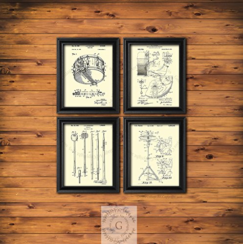Drumming Posters Set Of 4 Unframed Patent Art By Gnosis Picture Archive Gift For Drummer 8X10" Wall Decor Patents_Drumming_Crm4A #TOP1