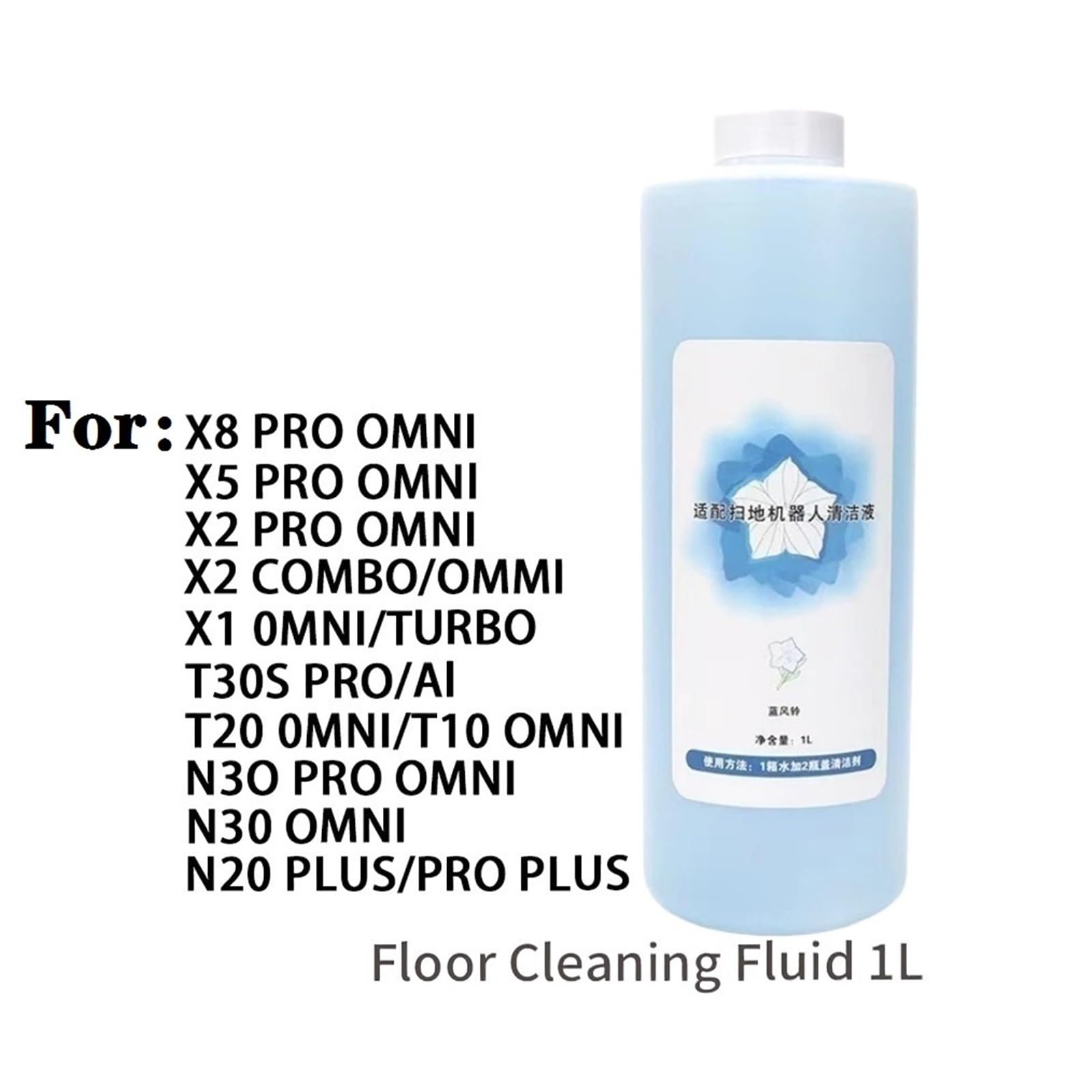 Solución limpiadora de suelos (1 l), compatible con ECOVACS Deebot N9+T10 OMNI/T10 TURBO/X1 OMNI/X1 TURBO/T20/T30 Pro OMNI.(2-Pack)