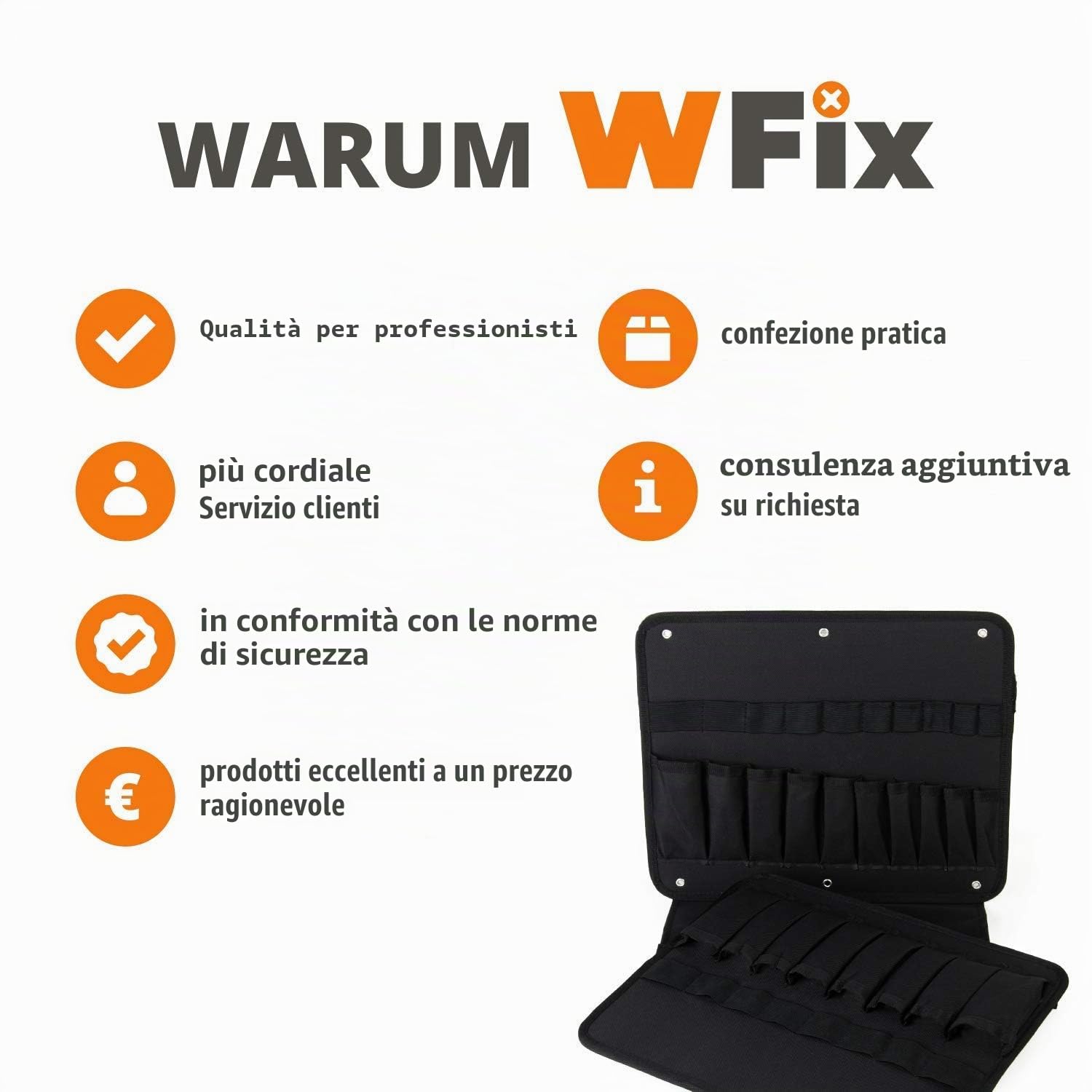 WFix Tasca portautensili L-Boxx Sortimo | Set 2 pezzi con 3 lati utilizzabili | Compatibile con tutti i L-Boxx per cassetta attrezzi completa