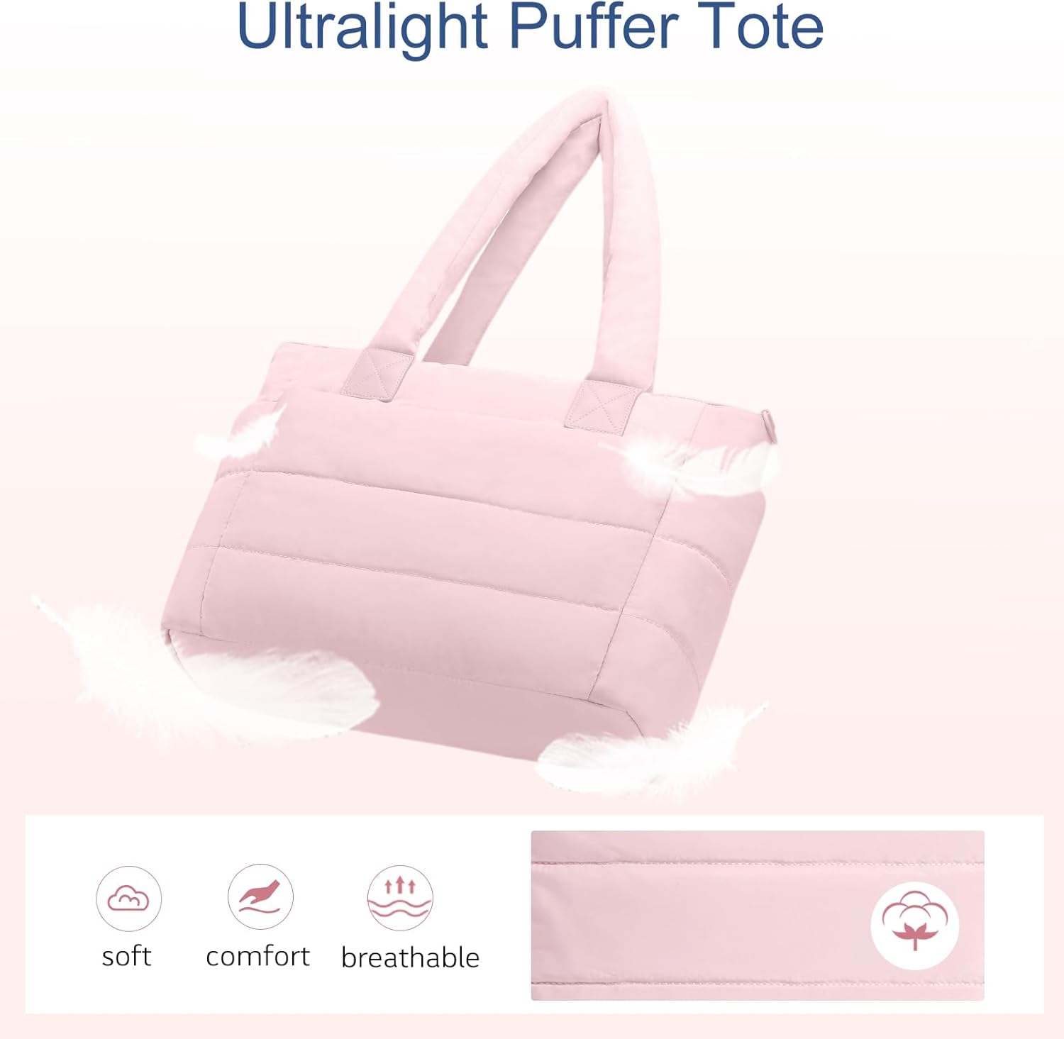 Tote Bag for Women Puffer Tote Bag Large Nurse Bags Shoulder Handbag with Zipper for Work Travel - Image 7