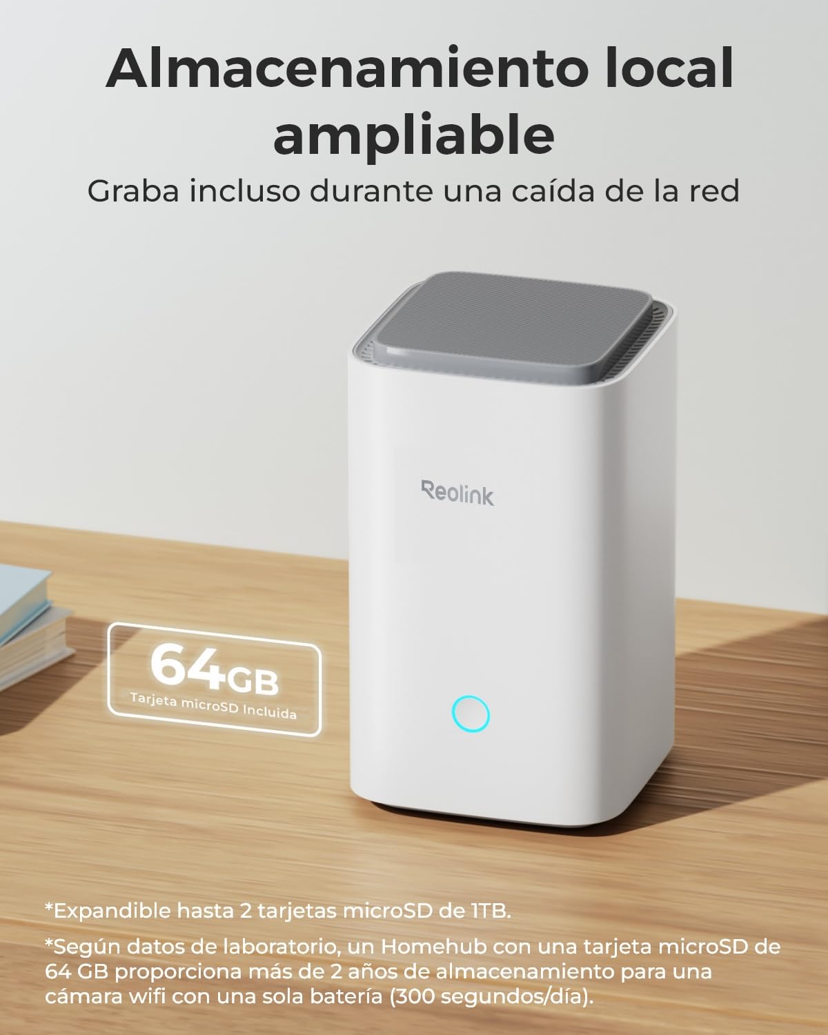 Reolink Home Hub para Cámara Vigilancia, 4K Live View & Playback, Almacenamiento Local Ampliable, Algoritmo Antirrobo Exclusivo, 2.4/5GHzWiFi & Wi-Fi 6, Ain Cuota Mensual, con Tarjeta microSD de 64 GB