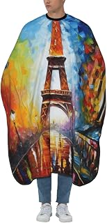 Aprons Professional Hair Cutting Cape with Adjustable Snap Closure, paris eiffel tower painting Barber Cape for Men Women Waterproof Hairdressing Salon Cape, Coloring Makeup Styling Home Use