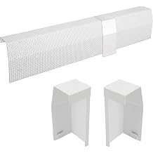 5ft Steel Easy Slip-On Baseboard Heater Cover with End Caps for Bathroom &amp; Hydronic System for Replacing Old Cover, White