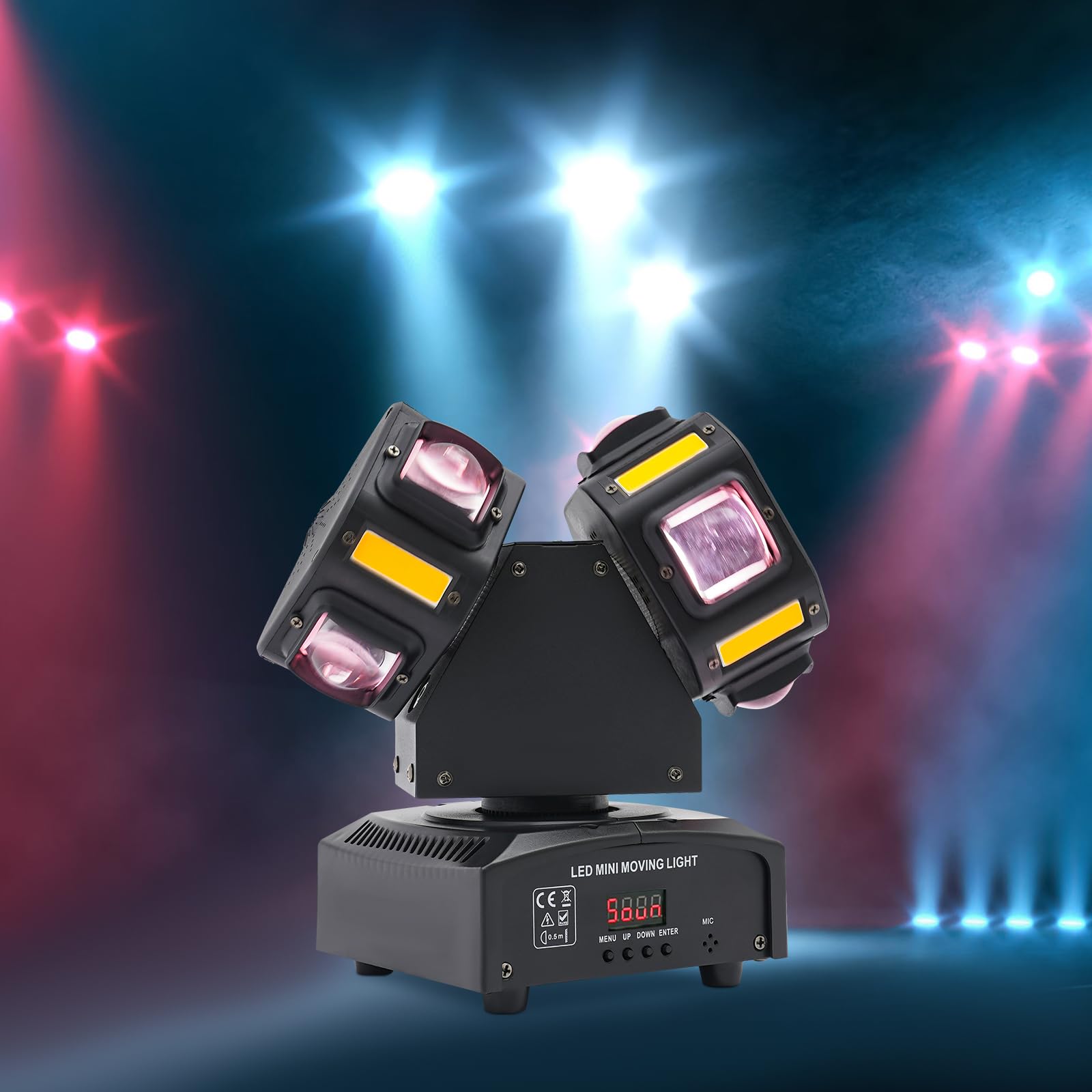 Luce da discoteca Moving Head LED Luce da palcoscenico 8 LED RGBW Luce Stroboscopica Perle ad alte prestazioni per Natale Club Disco Bar