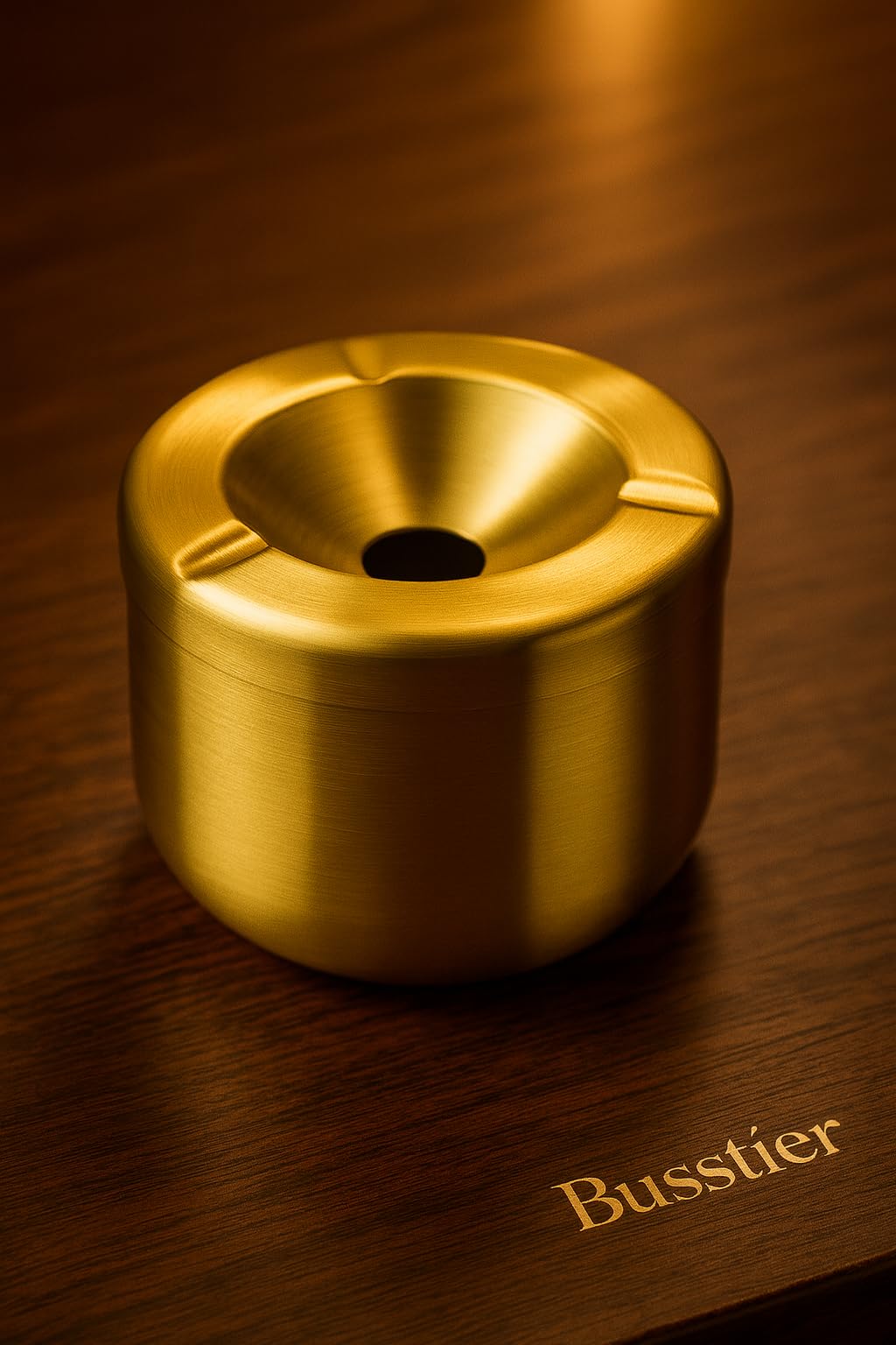 Busstier Gold Metal Kapaklı Küllük, Portatif ve Modern Tasarım Kül Tablası, Araç İçin Uygun Rüzgar Geçirmez Küllük, Lüks Altın Rengi Masaüstü Kül Tepsisi, Kolay Temizlenir Dış Mekan Küllüğü