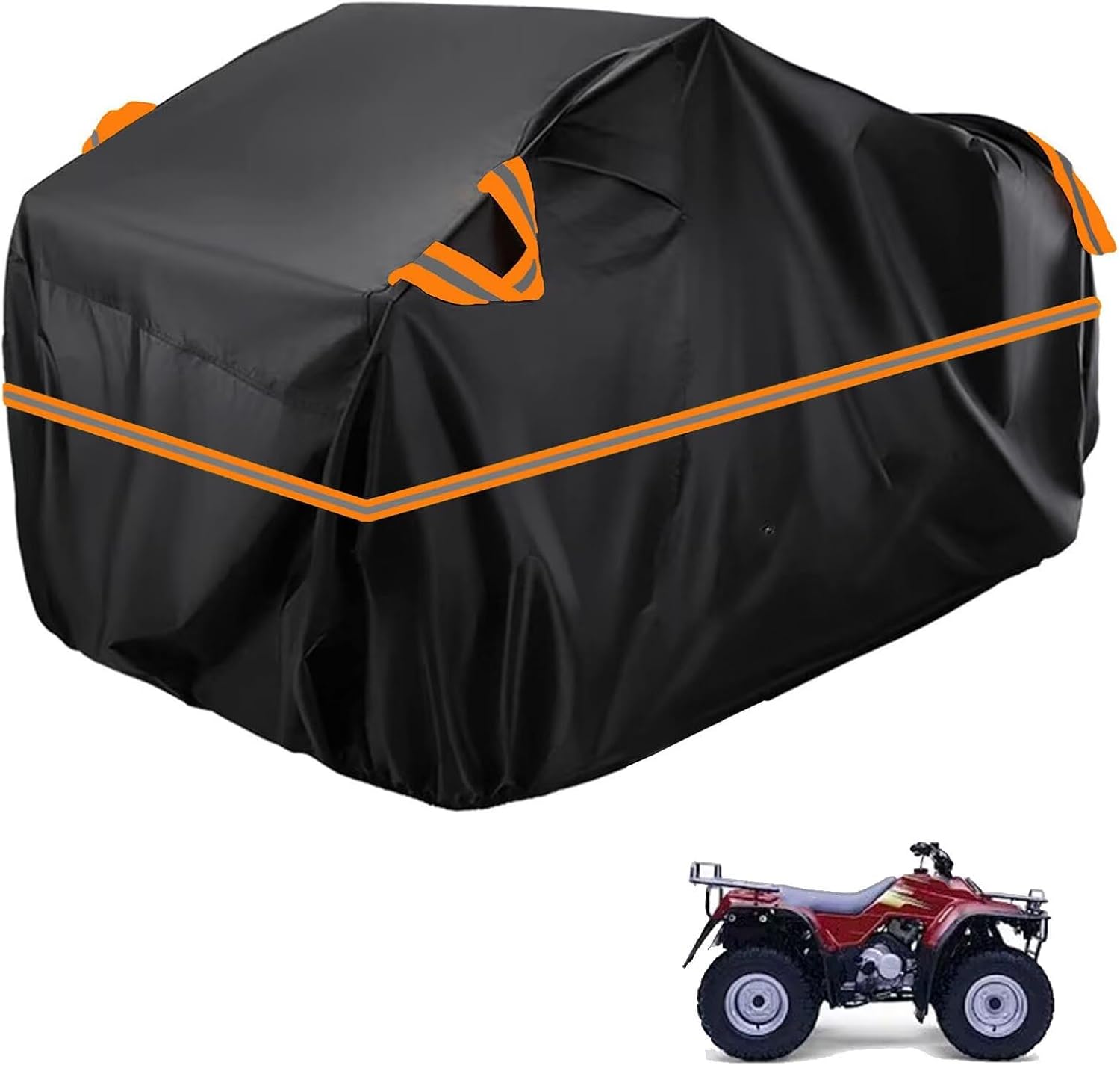Custom Made 210D All-Weather Quad Cover Compatible with CFmoto CFORCE 800 Touring 2024-2026,Wind,dust,rain and Snowproof,Wish Storage Bag(Black Orange)