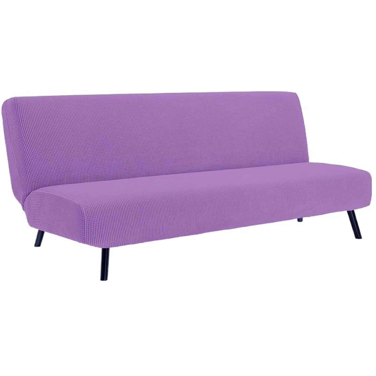 GCYEIDMA Armless Sofa Slipcover Armless Sofa Bed Slipcover Couch Cover Without Armrests Stretch Folding Futon Elastic Removable(Puprle,M 160-190cm)