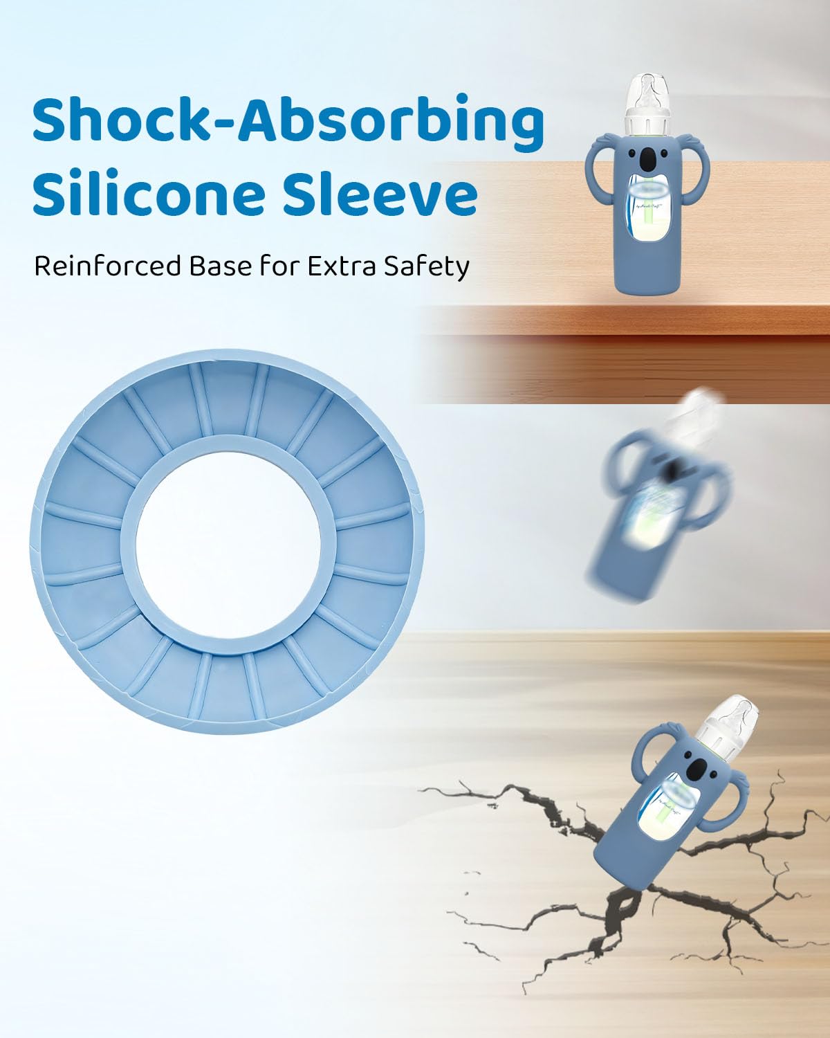 3 Pack Silicone Bottle Sleeves for Dr. Brown's Glass Baby Bottles, 8 oz, Anti-Slip Protective Covers with Handles, Baby Essentials(Bottles Not Included) - Image 2