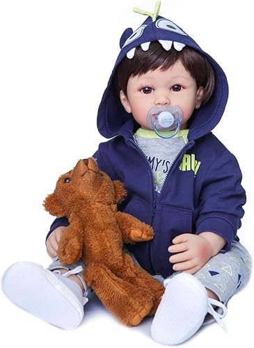 Muñecas Reborn de 24 pulgadas y 23.6 in para niños pequeños, de aspecto real, tela de silicona suave, cuerpo pesado, realista, juguetes de regalo