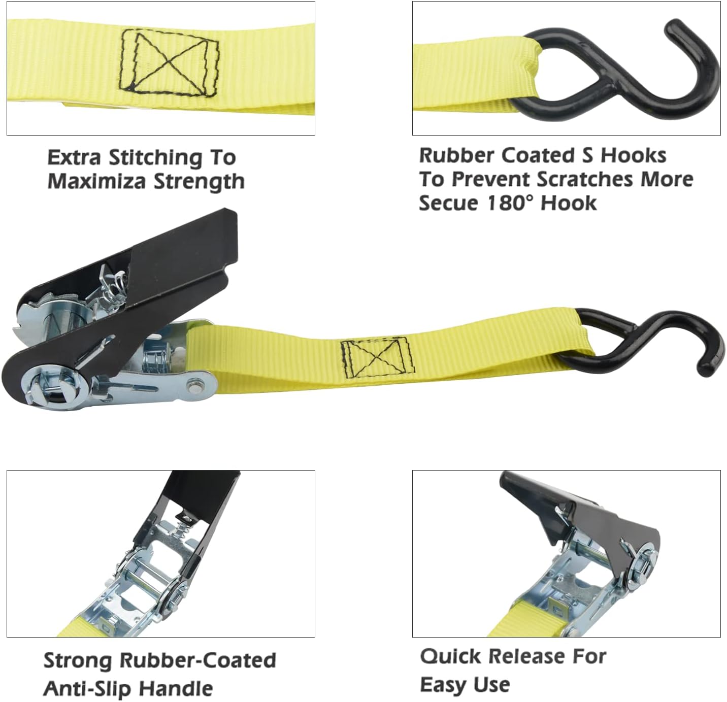 XSTRAP STANDARD Ratchet Tie Down Straps - 4 Pk - 10 Ft- 300 Lbs Load Cap- 900 Lbs Break Strength-Cargo Straps for Moving Appliances, Lawn Equipment, Motorcycle (Yellow) : Tools & Home Improvement