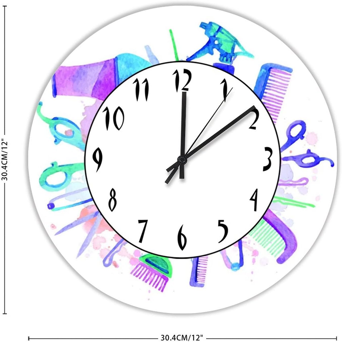 Barbershop Wall Clock Hair Tools Logo Clock Hair Salon Wall Art Decor for Barber Shop Beauty Salon Hairdresser Gifts