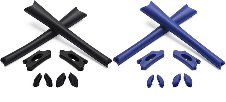 Replacement Earsocks & Nosepiece for Oakley Flak Jacket/Flak Jacket XLJ Sunglass, Black & Blue