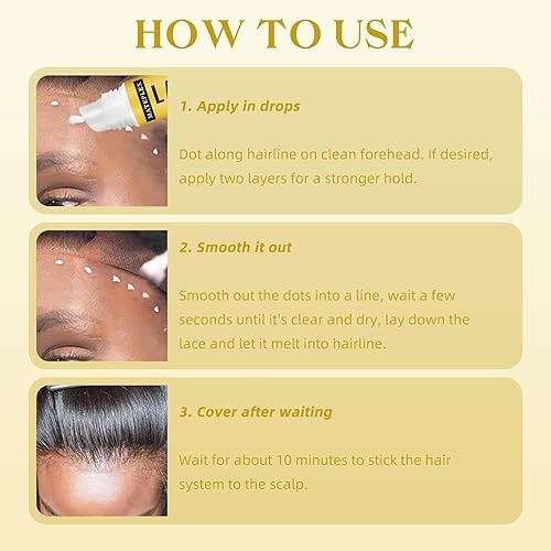 Miniatura 4 de Pegamento de peluca de sujeción fuerte para pelucas de encaje, extensiones de cabello y extensiones de cabello, impermeable, adhesivo portátil, de