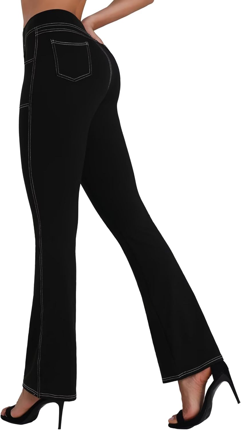 Sunzel Flare Leggings for Women High Waist Workout Leggings with Pockets Tummy Control Wide Leg Flared Yoga Pants