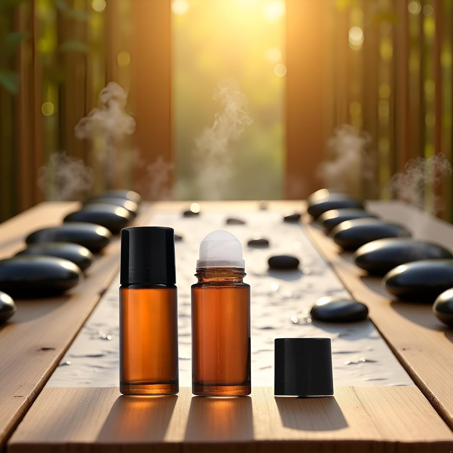 2Pcs Brown 50ml Glass Essential Oil Roller Bottles Refillable Roll on Bottles Empty Deodorant Bottle Containers Rollerball for Fragrance Roller Refillable Containers Accessories