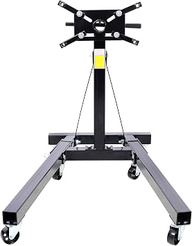 Folding Engine Stand 2000 lb Capacity Heavy-Duty Motor Mount Stand Rotating Engine Holder with Locking Pin 6 Wheels Adjustable Arms for Garage Workshop Auto Repair Tool Black