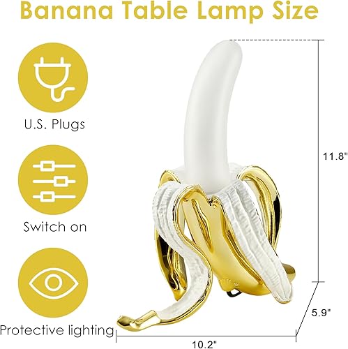 Miniatura 3 de MAYOLA Moderna lámpara de mesa de plátano, lámpara de escritorio, lámpara de noche LED, lámpara de resina para sala de estar, dormitorio, oficina en