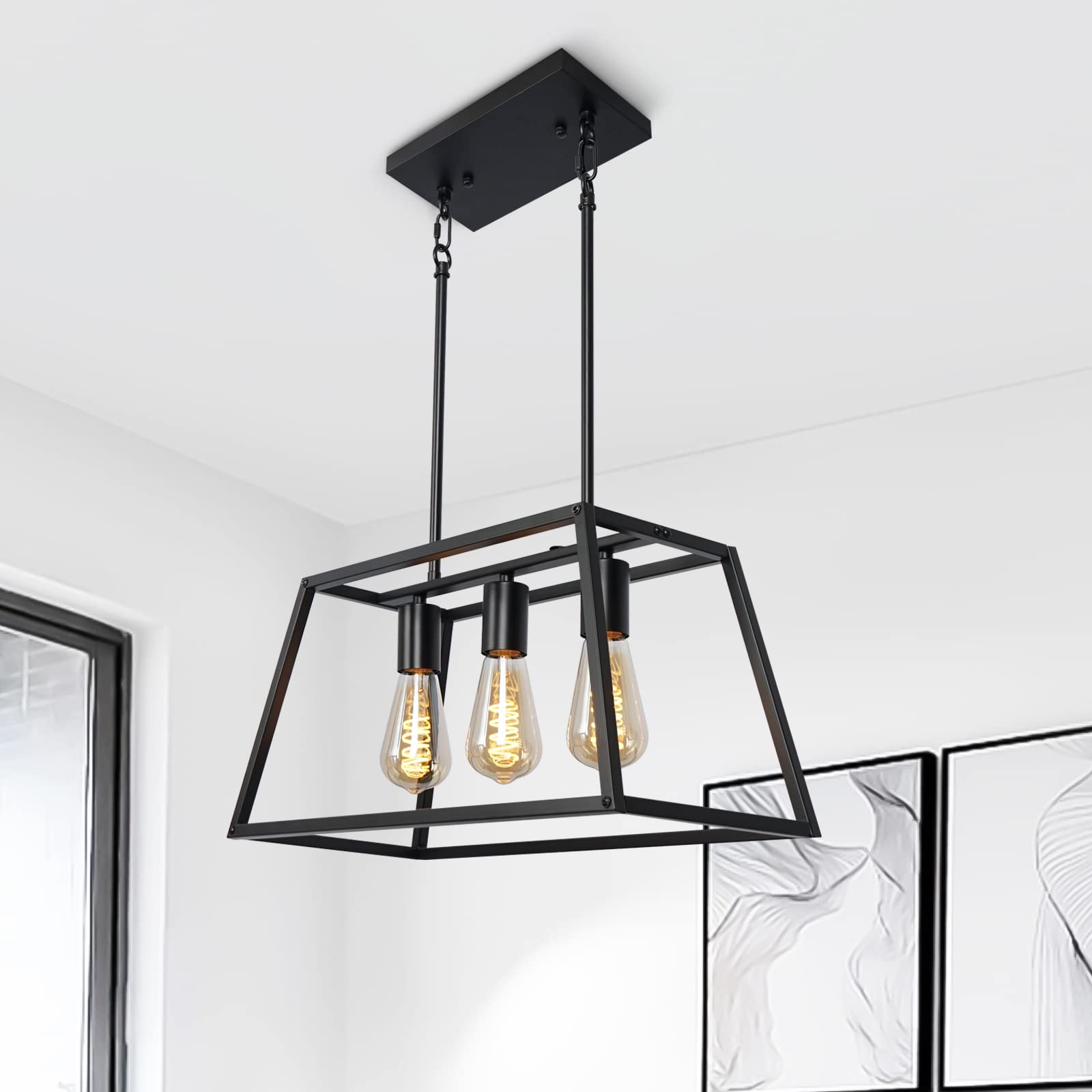 Photo 1 of *Used* *Unknown missing pieces* Black Industrial Kitchen Island Chandelier Unkn3 lights