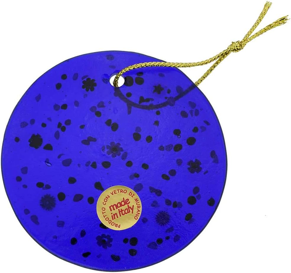 Glass Of Venice Murano Glass Circle Christmas Ornament - Blue