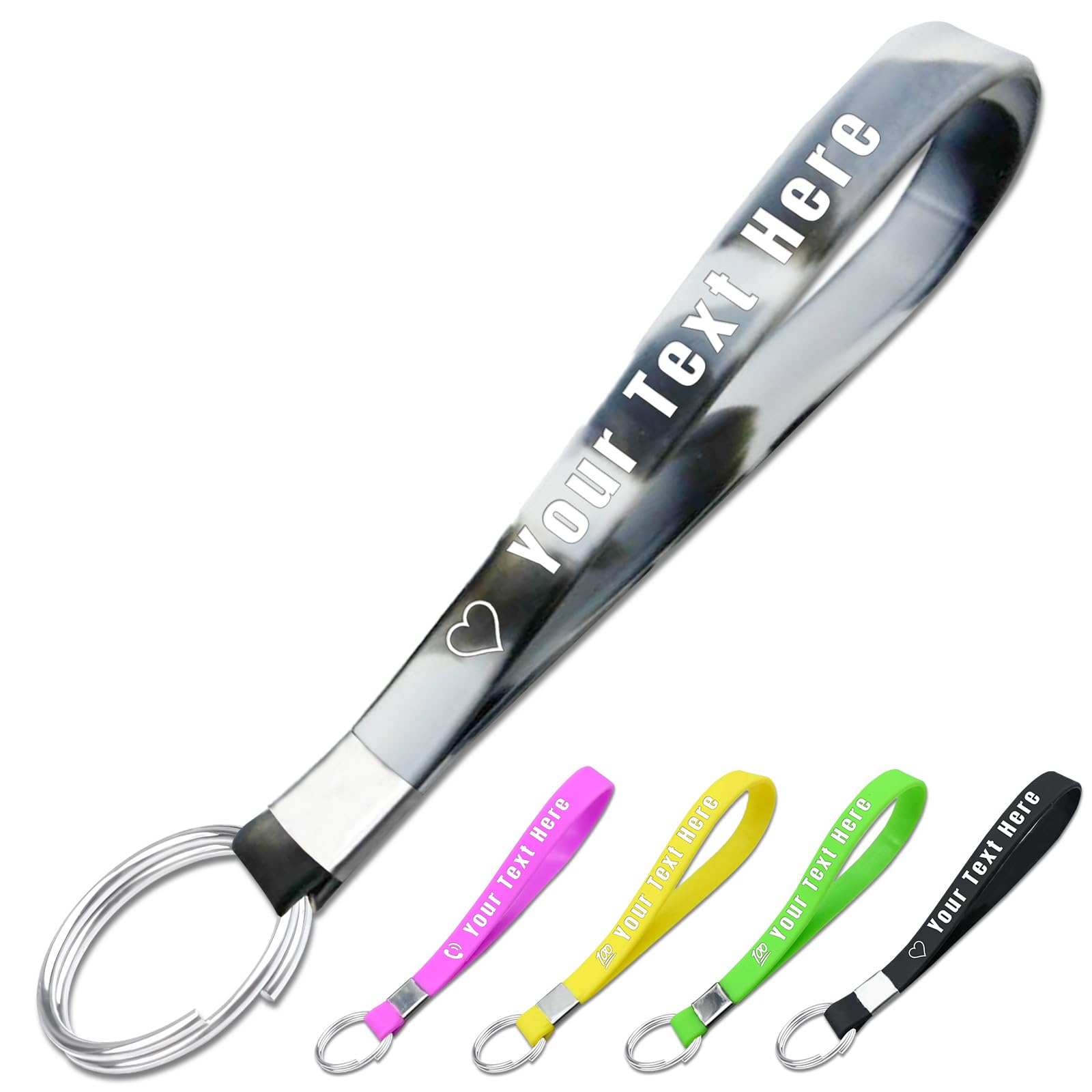 1pc to 500pcs Keychains, Customiz Silicone Bulk Keychains with Engraved Name and Logo, Personalized Rubber Keyrings for Party Favors, Black White