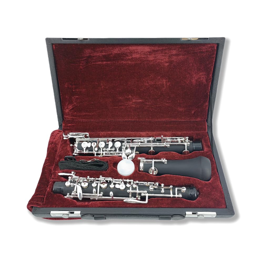 Yinfente Instrument à Vent en Bois et en Laiton Professionnel Obôe Ebonite C Clé Gauche F Résonance Semi-Automatique Avec Accessoires pour Obôe