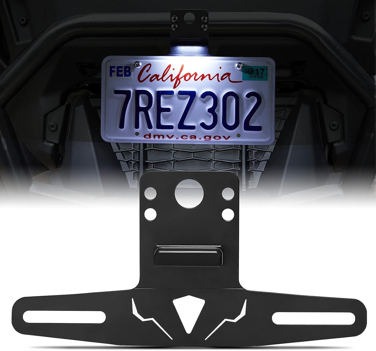 KEMIMOTO UTV License Plate Holder with Light Aluminum