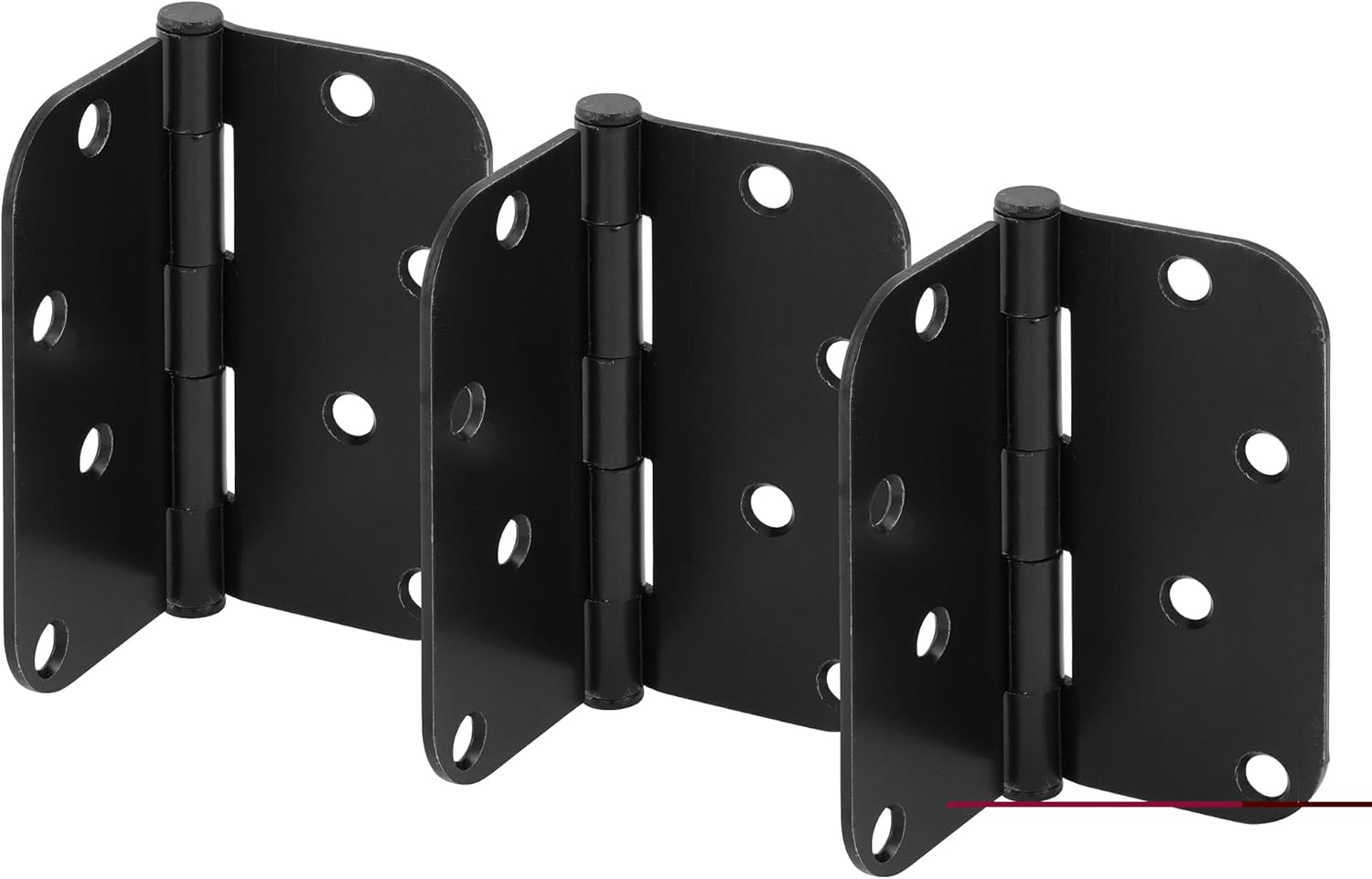 Prime-Line U 1150983 Door Hinge Residential Smooth Pivot, 4 In. x 4 In. with 5/8 In. Radius Corners, 4 Holes per Leaf with Screws, Matte Black Finish, .087 In. Gauge (3 Pack)