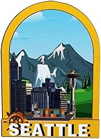Vista 1 de Imán de madera para nevera de Seattle Washington USA Monumentos 3D de viaje, recuerdos coleccionables, decoración hecha a mano -1921