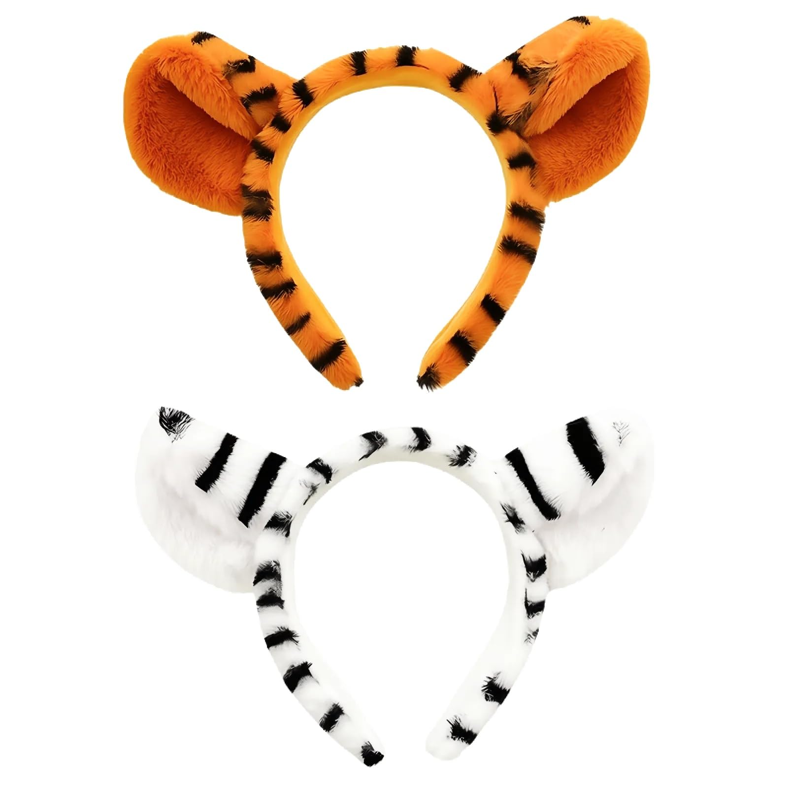 RmKbe 2 Pieces Tiger Ear Headband Brown and White Cute Plush Cartoon Animal Personality Headdress Fun Role Playing Props for Holiday Performances and Zoo Events